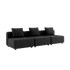 Cobana Lounge Sofa 3-seter i svart uten armlener og puff med aluminiumsramme og puter i olefintekstil.