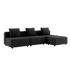 Cobana Lounge Sofa 3-seter i svart med puff, uten armlener, modulbasert utendørs sofa i aluminium og olefintekstiler.
