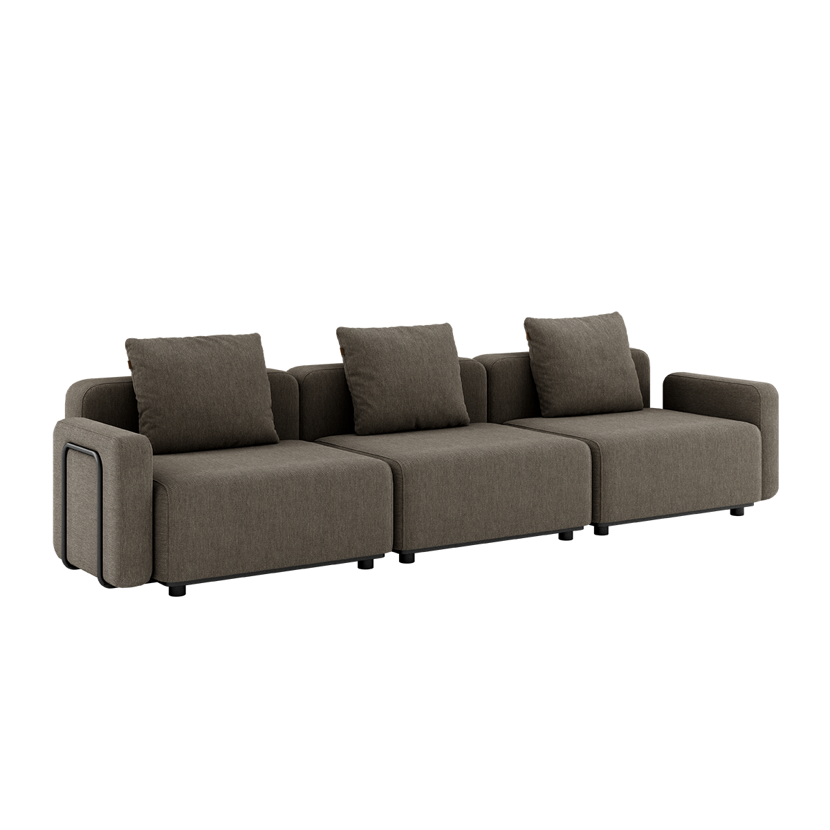 Cobana Lounge Sofa 3-seter i brun med armlener, modulbasert utesofa med skandinaviske linjer.