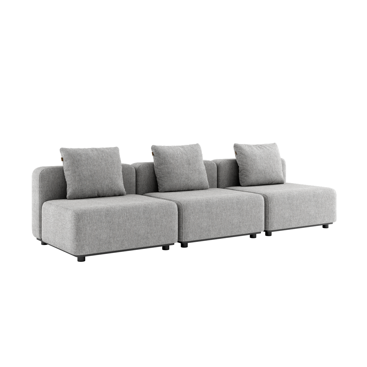 Cobana Lounge Sofa 3-seter i sand melange uten armlener og puff med aluminiumsramme og tekstil.