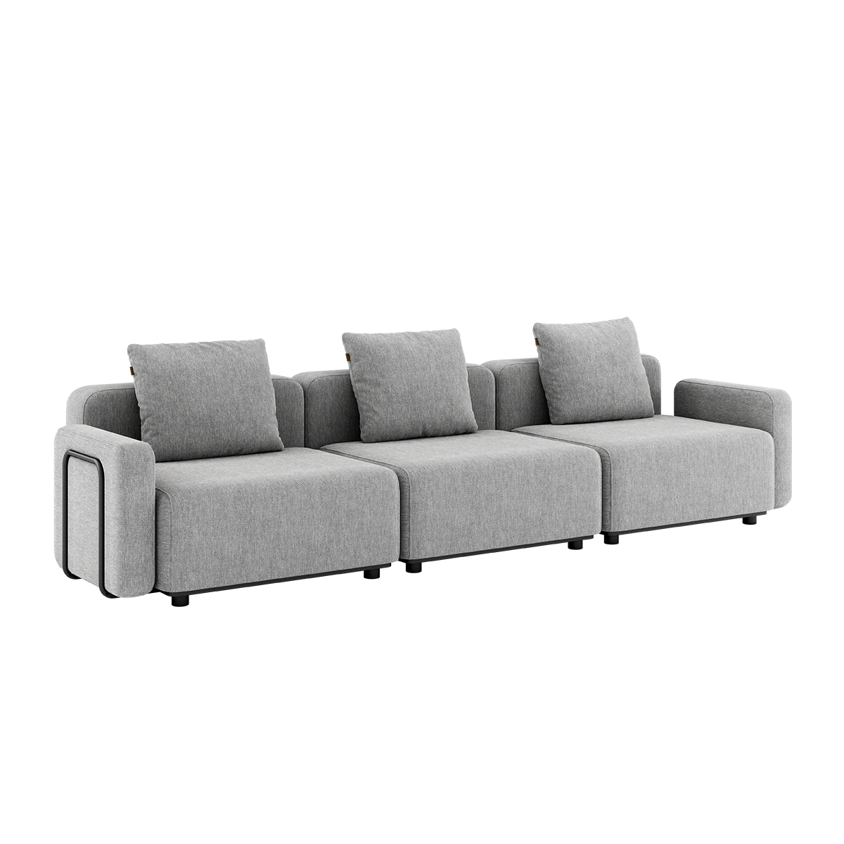 Cobana Lounge Sofa 3-seter i sand melange med armlener, uten puff, utendørs modulær sofa i aluminium
