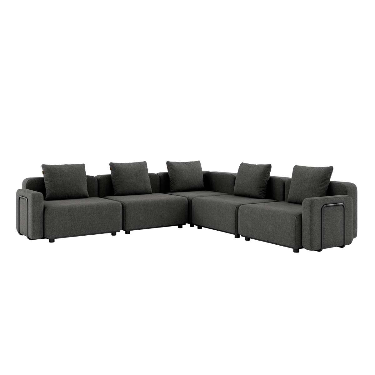Cobana Lounge Sofa hjørnesofa i grå med armlener, modulbasert design i pulverlakkert aluminium.