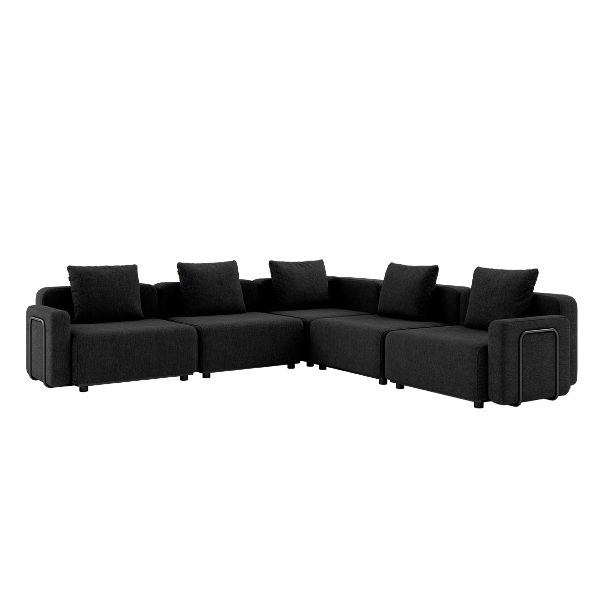 Cobana Lounge Sofa hjørnesofa i svart med armlener, modulbasert utendørs design i aluminium og tekstil.