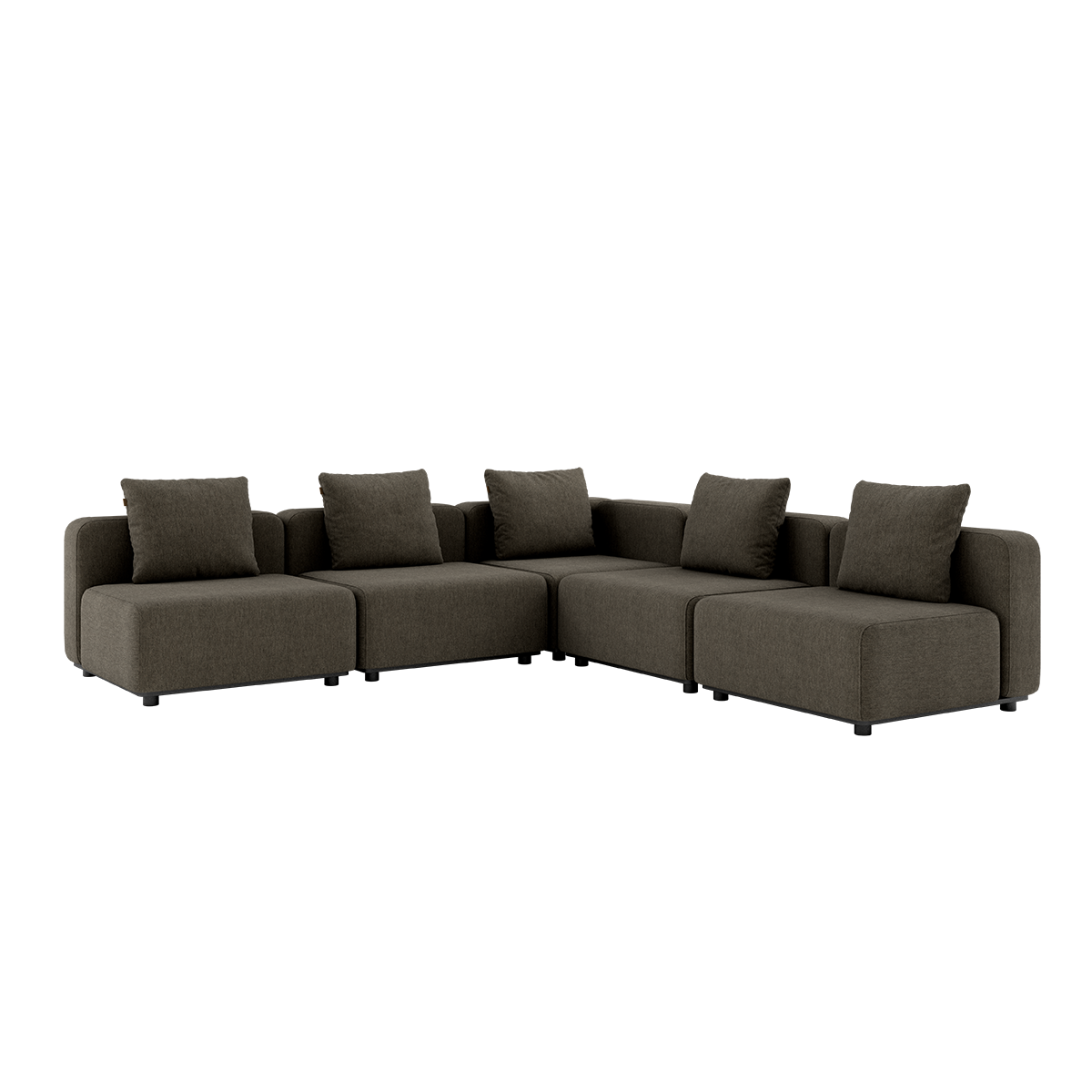 Cobana Lounge Sofa hjørnesofa uten armlener i brun olefintekstilstoff med aluminiumsramme.
