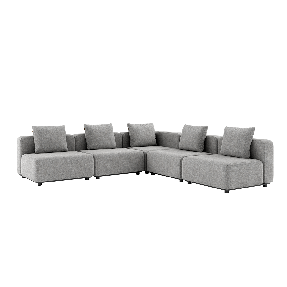 Cobana Lounge Sofa 5-seters hjørnesofa i Cobana Sand Melange uten armlener med lyse puter.