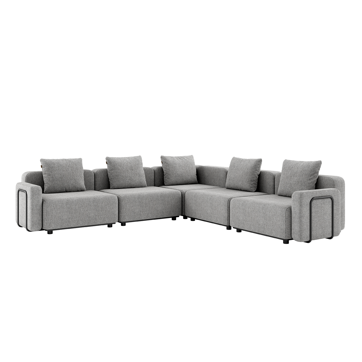 Cobana Lounge Sofa hjørnesofa i Cobana Sand Melange med armlener, modulbasert utendørs design i aluminium og tekstil.