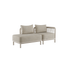 Kirra Lounge Sofa 2-seter med høyre åpen ende i sandfarget olefin-tekstiltrekk og aluminiumsramme.
