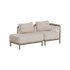 sackit Kirra modulær loungesofa for to med åpen ende i beige tekstil og flettet rygg til moderne uterom