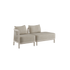 Kirra Lounge Sofa 2-seter i sandfarge med åpen venstre ende, aluminiumsramme og olefin-tekstiler.