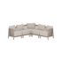 Beige modulær hjørnesofa for utebruk fra sackit med myke puter og flettet ramme i et tidløst design for moderne og klassiske uterom
