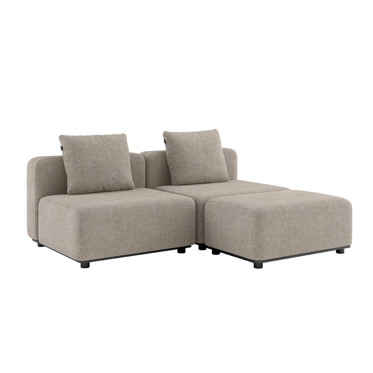 Kirra Sand Cobana Lounge Sofa med puff uten armlener i modulær utendørs design.