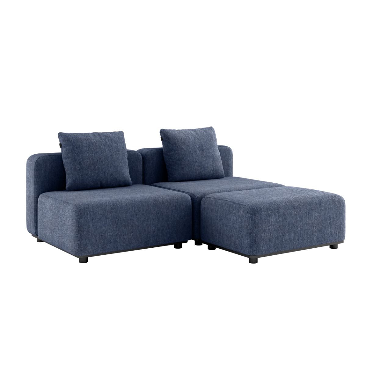 Kirra Indigo Cobana Lounge Sofa 2-seter med puff uten armlener i utendørs miljø
