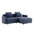 Cobana Lounge Sofa 2-seter i Kirra Indigo med armlener og puff i utendørssetting.