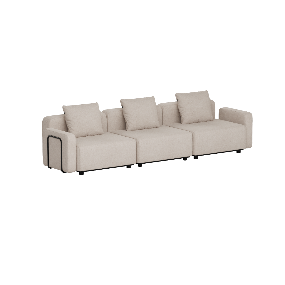 sackit Cobana utesofa i beige med tre sitteplasser og myke puter for stilrene nordiske uteområder