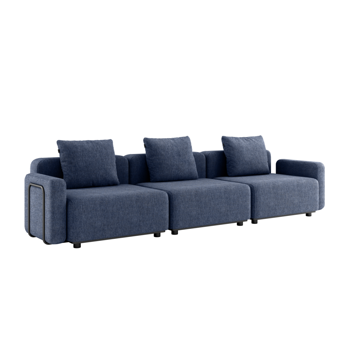 Kirra Indigo Cobana Lounge Sofa med armlener, modulbasert utesofa uten puff i skandinavisk design.