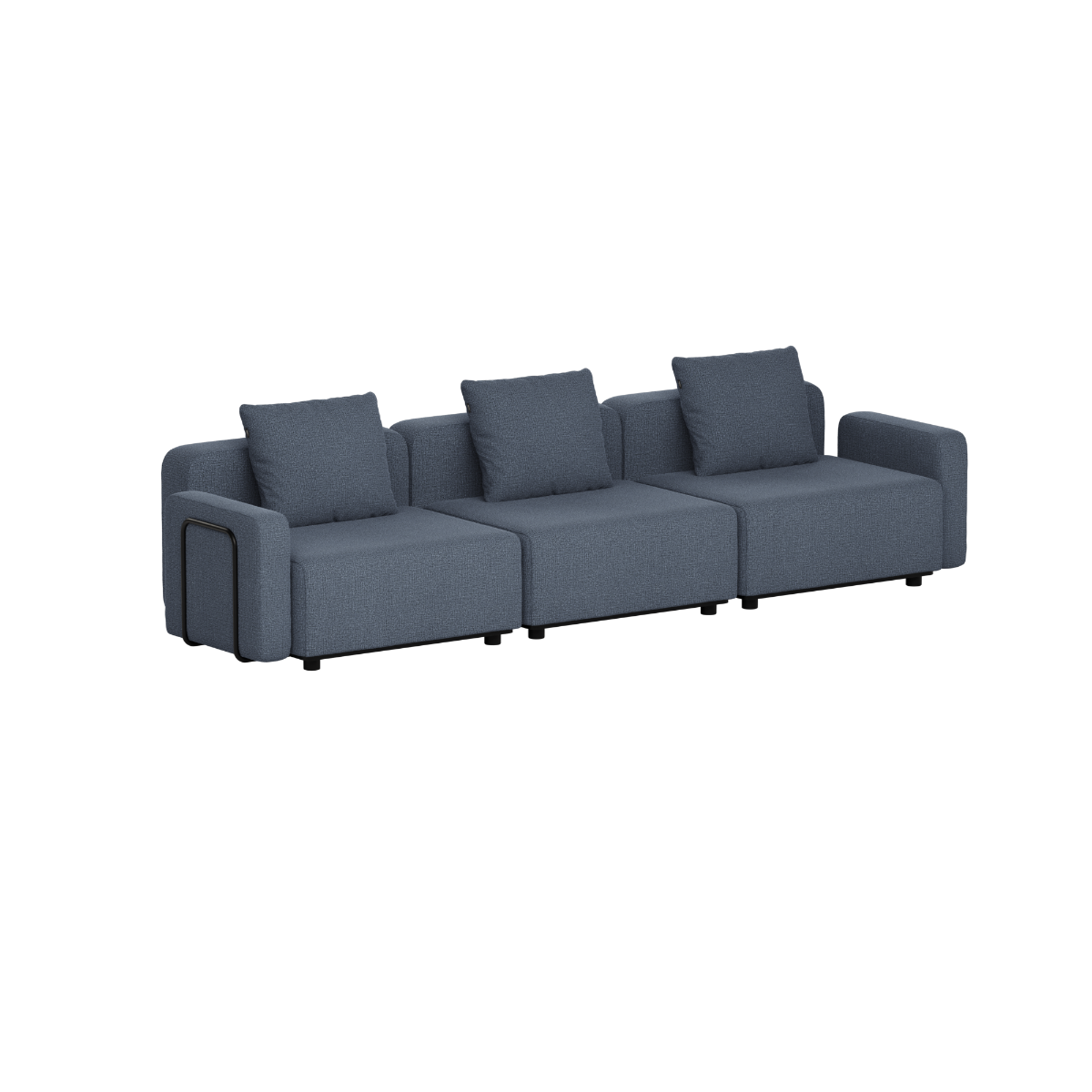 Mørkgrå modulbasert treseters utesofa med tre ryggputer og brede armlener fra sackit Cobana Lounge Sofa