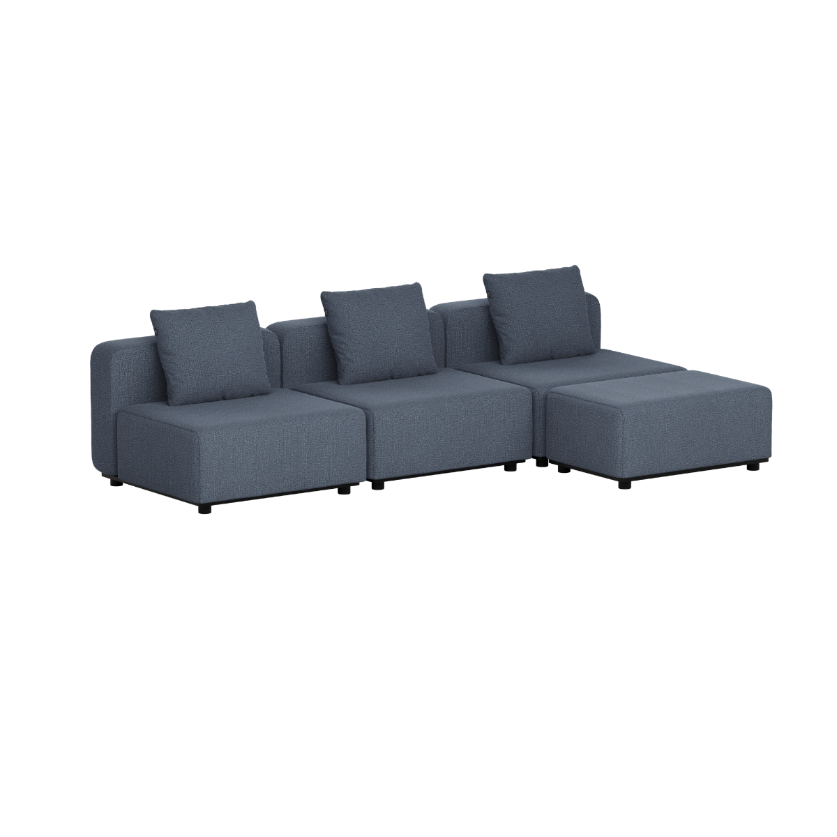 Mørk blågrå Cobana loungesofa fra sackit med tre sitteplasser og brede puter for komfortabel avslapning utendørs i skandinavisk design
