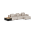 Beige modulbasert utesofa fra sackit med tre sitteplasser og integrert utebord i teak. Skandinavisk design for terrasse og hage.