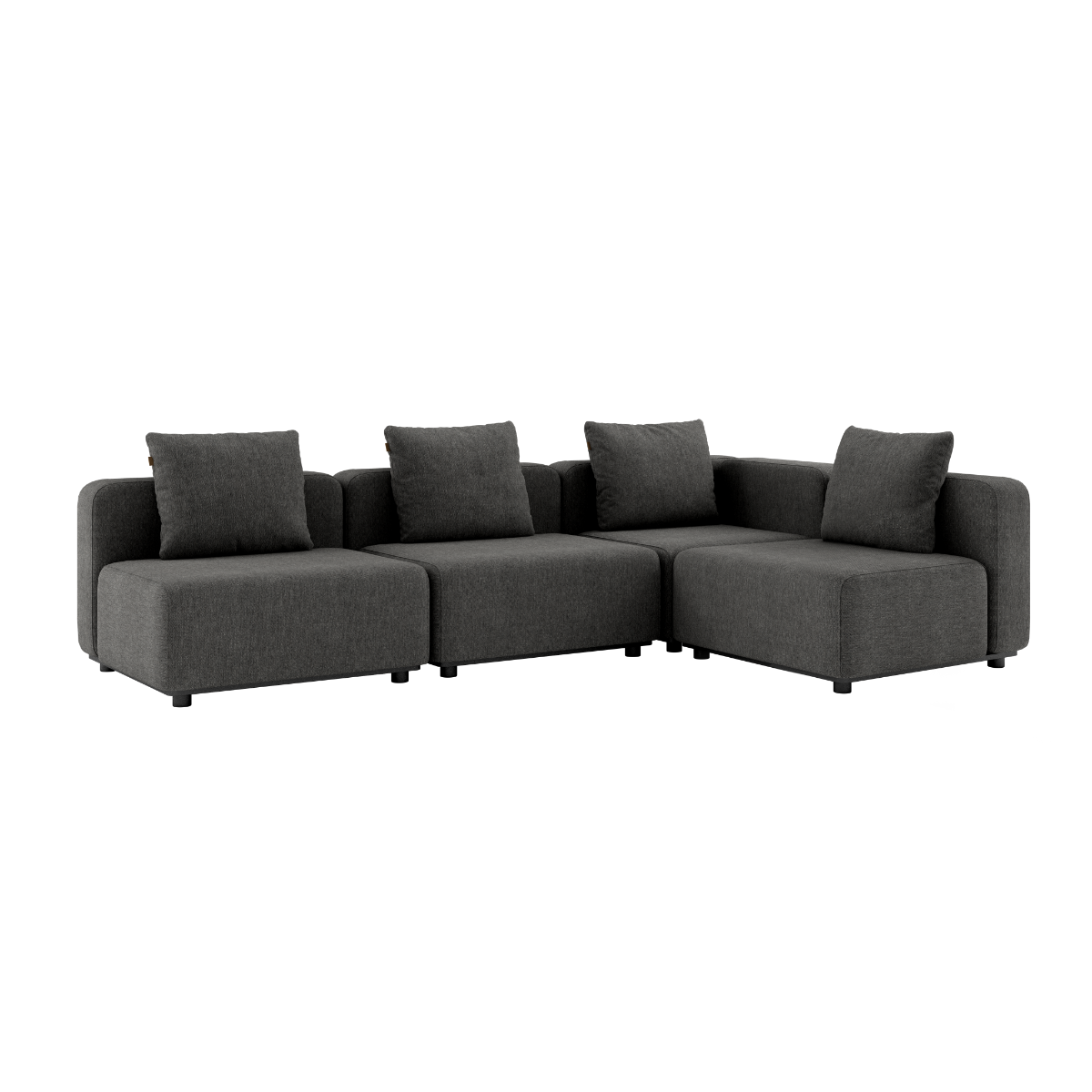 Cobana Lounge Sofa hjørnesofa i grå uten armlener med aluminiumsramme og puter i olefintekstiler.