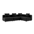 Cobana Lounge Sofa i svart uten armlener, modulbasert hjørnesofa med puter i olefintekstil.