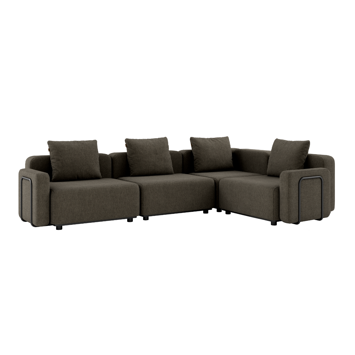 Cobana Lounge Sofa hjørnesofa i brun med armlener, modulbasert design for utendørs bruk.