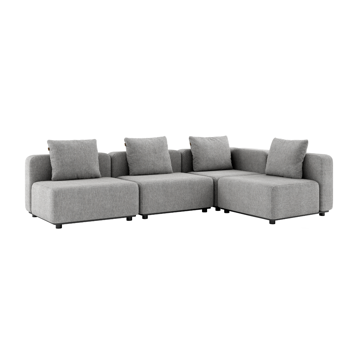 Cobana Lounge Sofa 4-seters hjørnesofa i sand melange uten armlener med modulbasert design og puter.