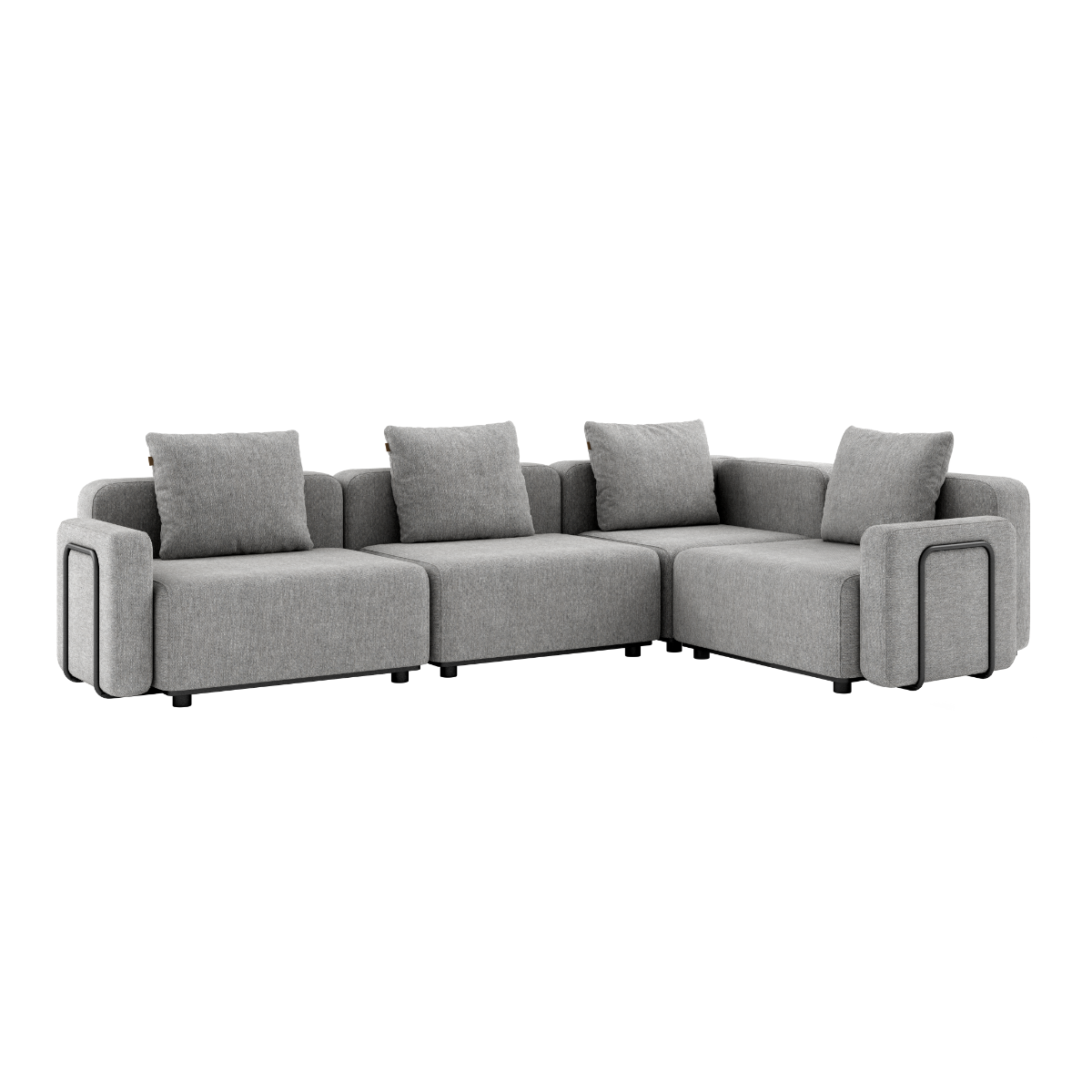 Cobana Lounge Sofa 4-seters hjørnesofa i sand melange med armlener, modulbasert utendørs design i skandinavisk stil.
