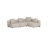 Beige modulbasert hjørnesofa for utendørs bruk med myke puter og skandinavisk design fra sackit