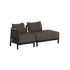 sackit Kirra lounge sofa for to personer med åpen ende mørkegrå polstring og sort ramme til moderne og klassiske uterom designet i Danmark