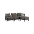 Kirra Lounge Sofa i Kirra Noir med puff, modulært design i pulverlakkert aluminium og olefin-tekstiler.