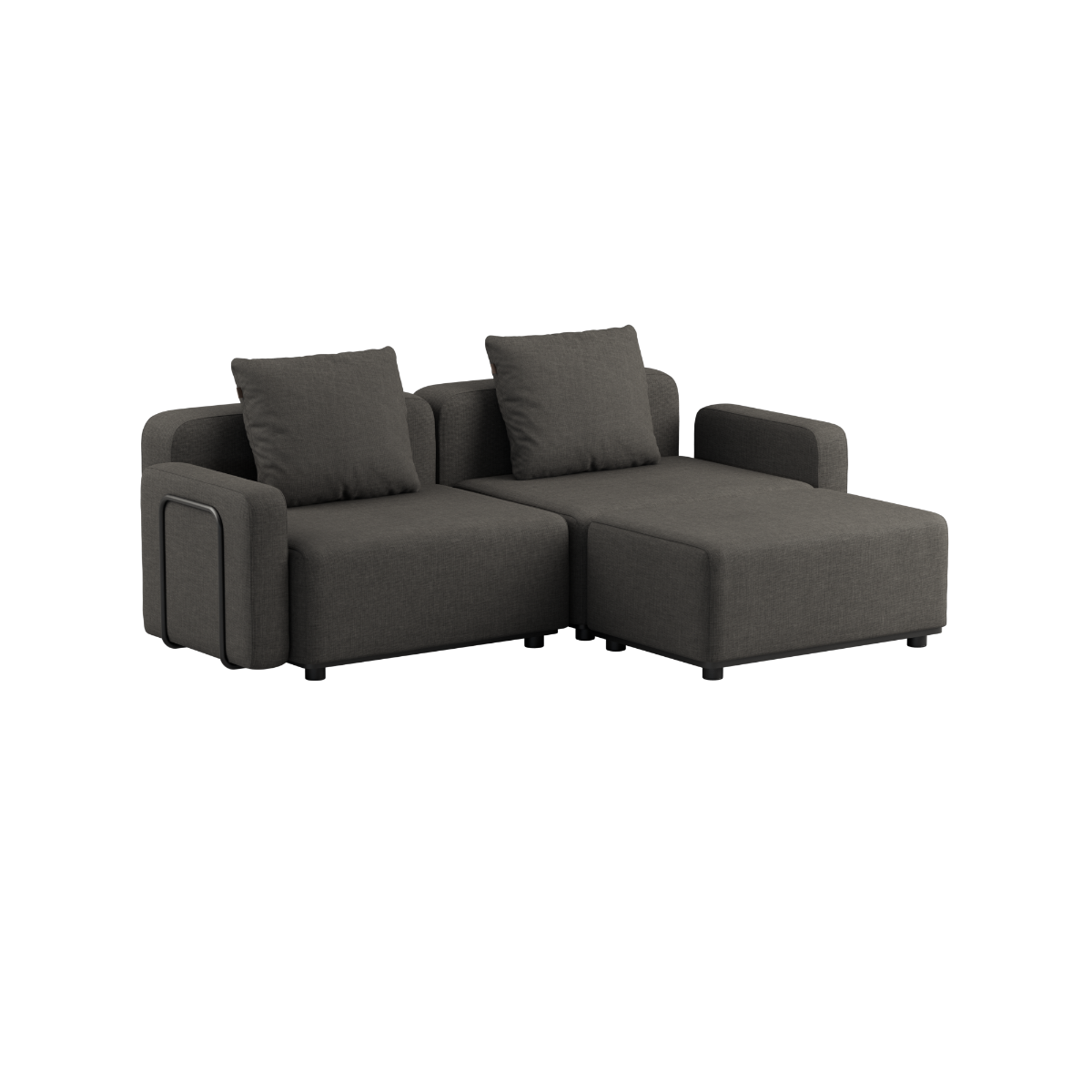Cobana Lounge Sofa 2-seter i svart med pulverlakkert aluminiumsramme og puter i olefintekstiler.