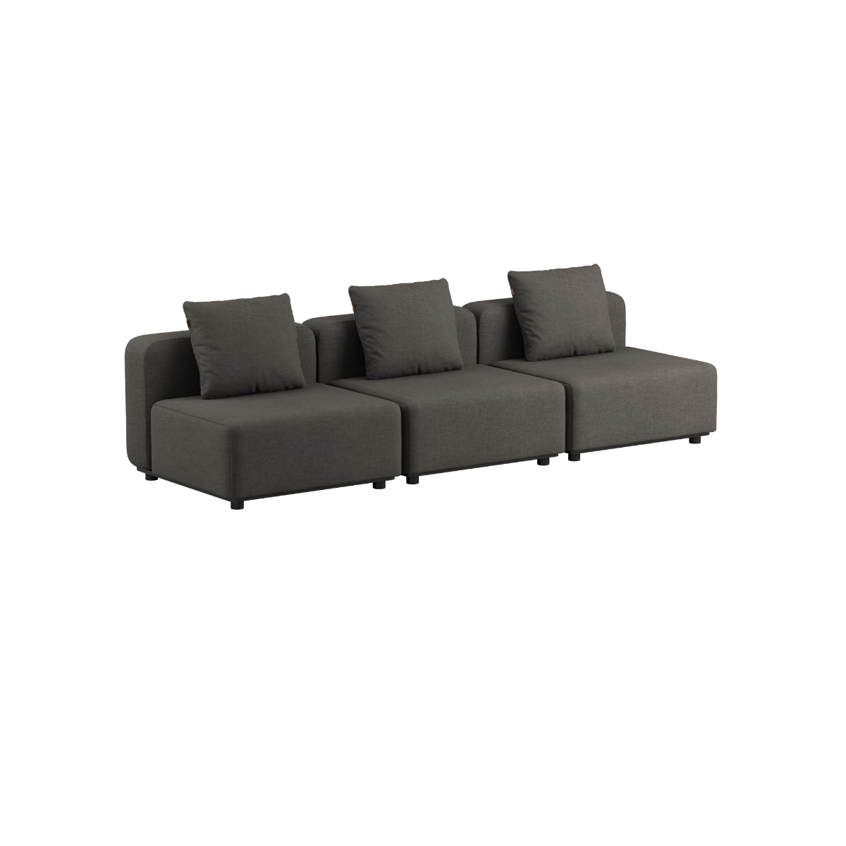 Cobana Lounge Sofa 3-seter i brun med armlener, modulbasert utesofa uten puff.