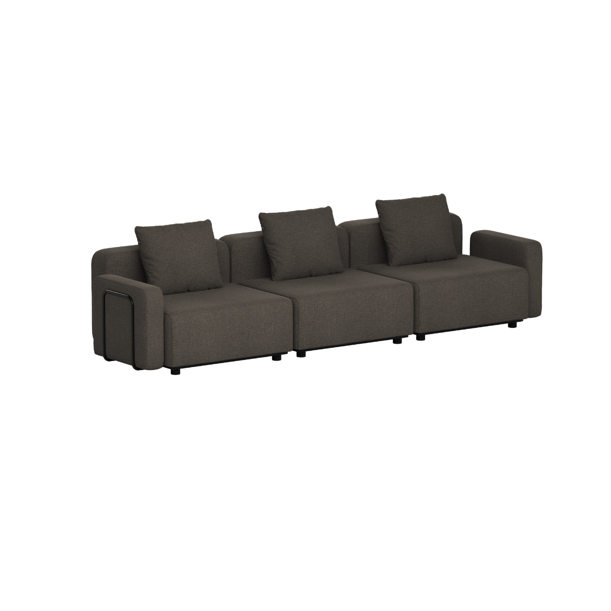 Mørkegrå Cobana loungesofa med tre sitteplasser og tre ryggputer fra sackit. Skandinavisk design for komfortable uteområder.