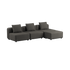 Cobana Lounge Sofa i brun uten armlener med puff, modulbasert utesofa med aluminiumsramme.