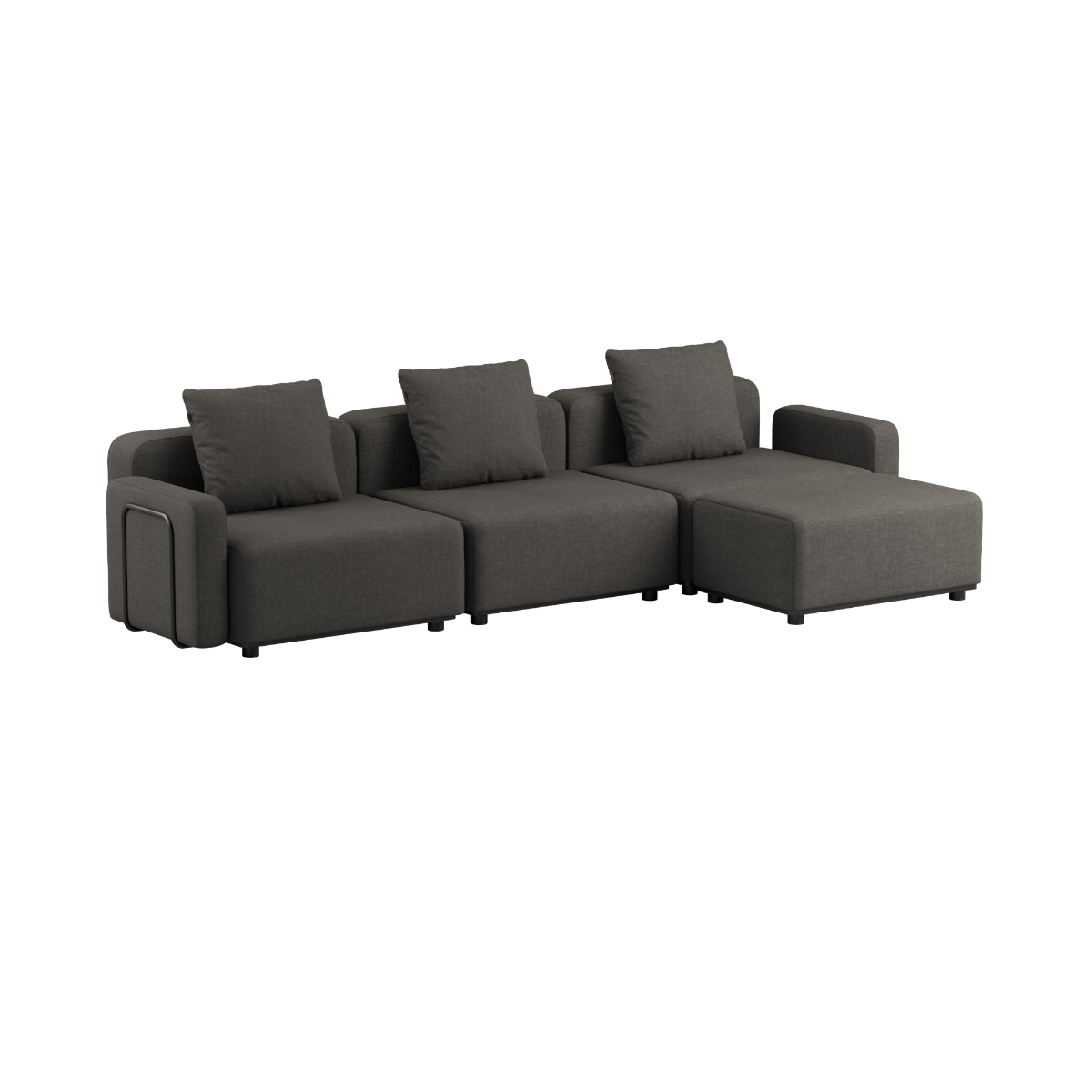 Cobana Lounge Sofa 3-seter uten armlener i Cobana Brown uten puff med aluminiumsramme og tekstilputer.
