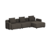 Mørk grå modulbasert utesofa fra sackit med tre sitteplasser og åpen sjeselong. Skandinavisk design for terrasse hage og nordisk vær