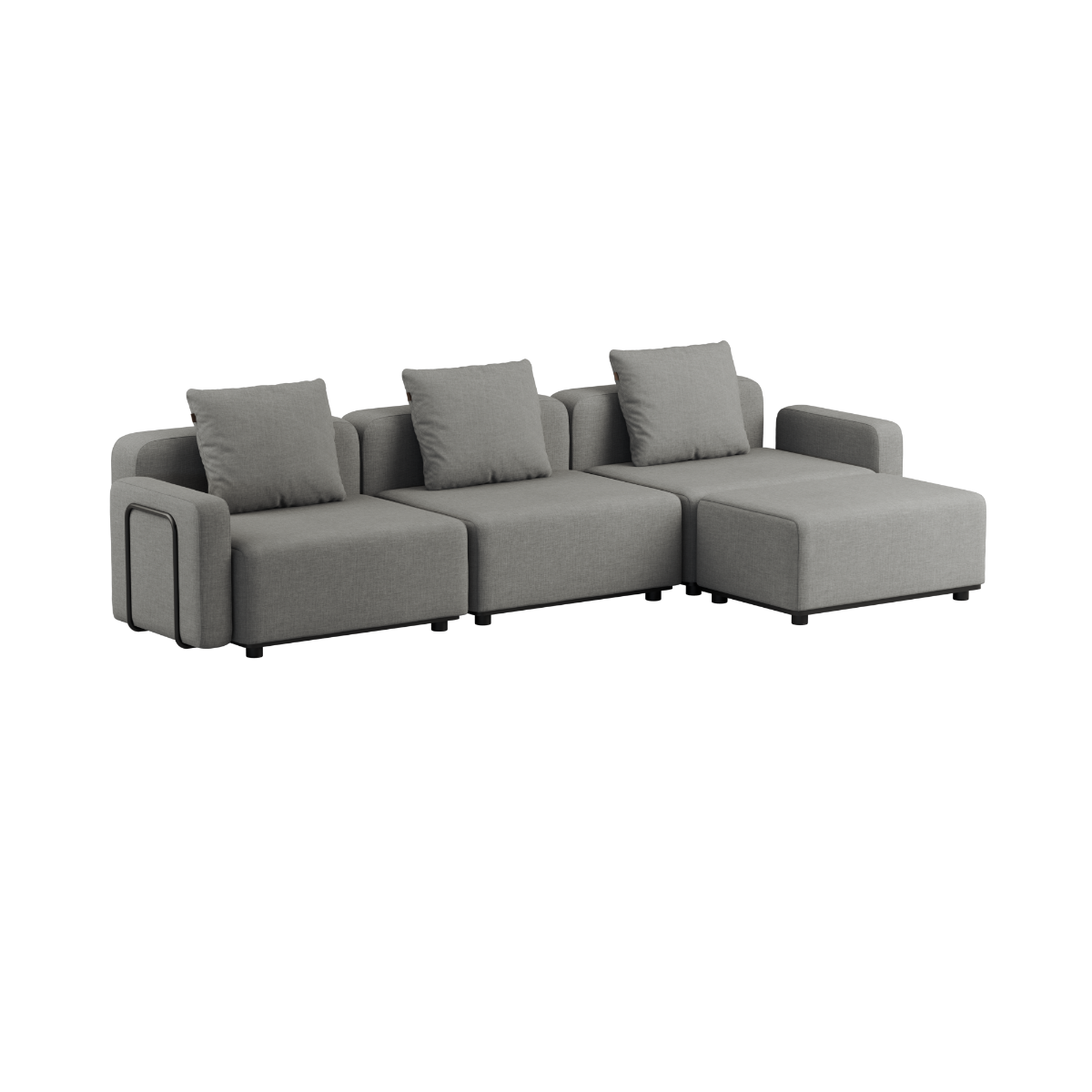 Cobana Lounge Sofa 3-seter uten armlener i svart med pulverlakkert aluminiumsramme og tekstil uten puff.