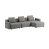 Cobana Lounge Sofa 3-seter med chaiselong i svart uten armlener, modulbasert utendørs sofa med aluminiumsramme.