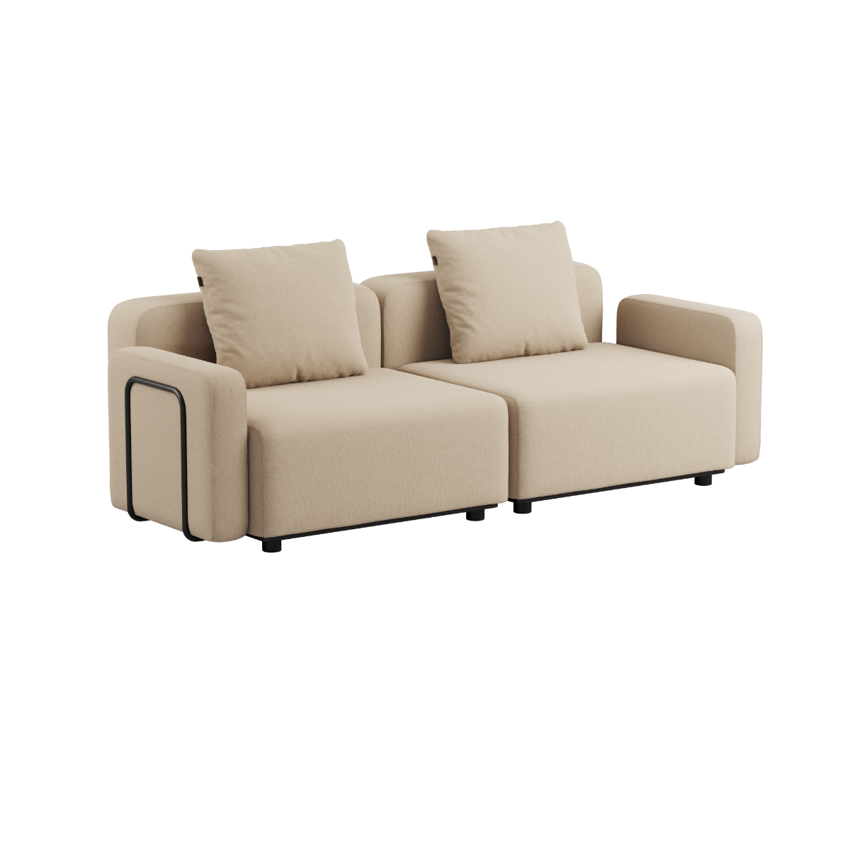 Cobana Lounge Sofa 2-seter i Kirra Indigo med armlener, uten puff, modulbasert utesofa med aluminiumsramme.