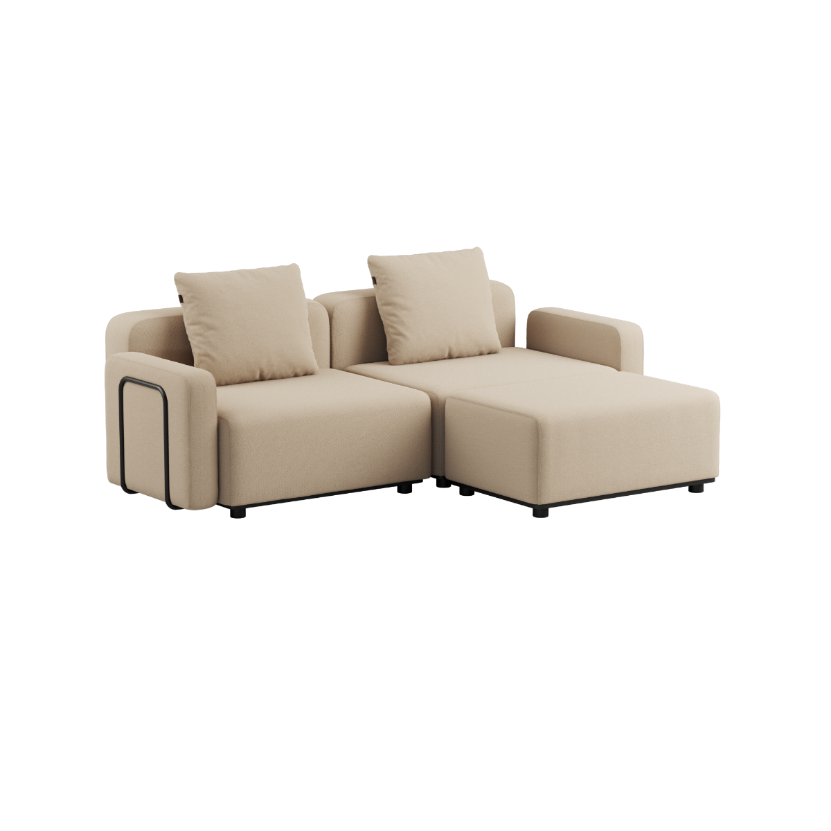 Cobana Lounge Sofa 2-seter i svart med pulverlakkert aluminiumsramme og modulært design.