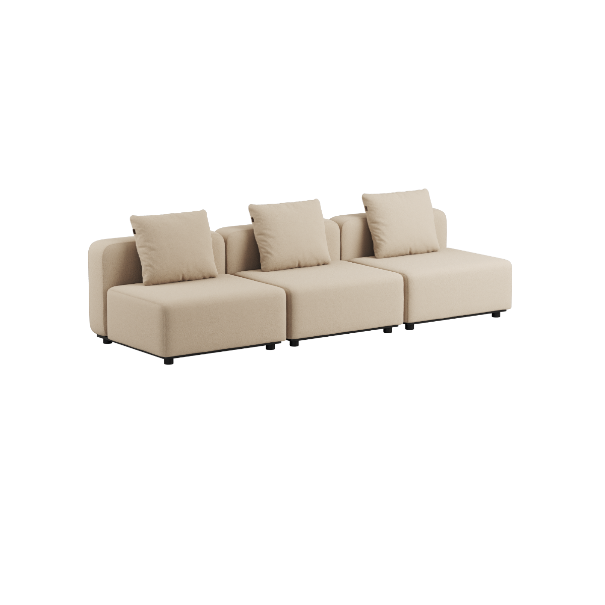 Cobana Lounge Sofa i grå med armlener og puff, modulbasert utendørs sofa med aluminiumsramme.
