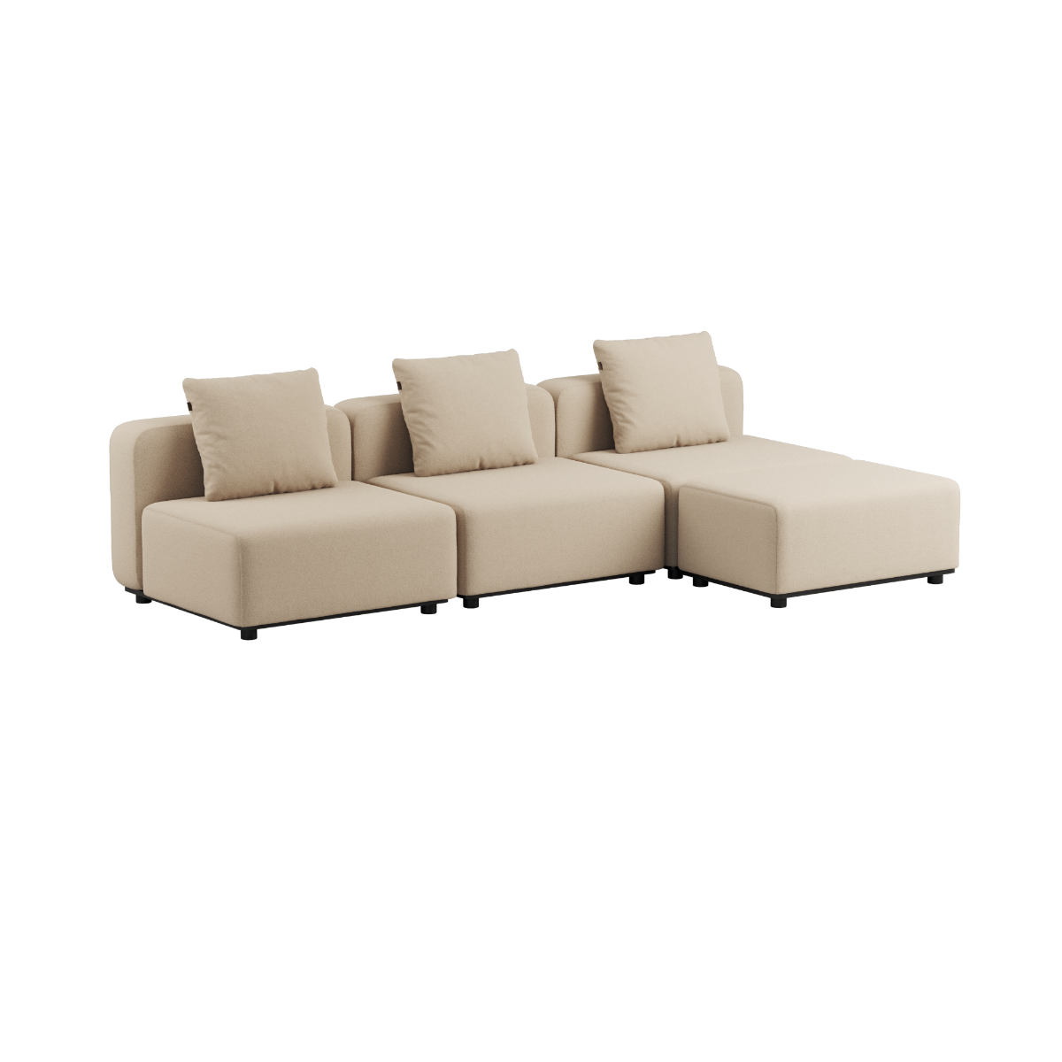 Cobana Lounge Sofa 3-seter i svart med pulverlakkert aluminiumsramme og modulbasert design.