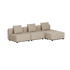 Beige tredelt modulbasert utesofa fra sackit med tre sitteplasser og myke ryggputer i skandinavisk design for terrasse eller hage