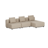 Beige modulbasert utesofa med sjeselong og tre puter fra sackit for stilrene terrasser og hager i nordisk design