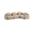 Bouclé beige Cobana Lounge Sofa med armlener, modulbasert hjørnesofa i aluminium og tekstil.
