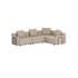 Beige modulbasert hjørnesofa for uteområder med myke puter og rene skandinaviske linjer fra sackit