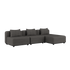 Cobana Lounge Sofa 3-seters med chaise i grått, modulbasert utendørs sofa med rene linjer og puter.