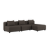 Cobana Lounge Sofa 3-seters chaise i brun olefintekstiltrekk med aluminiumsramme for utendørs bruk.