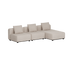 Beige modulbasert loungesofa med sjeselong og tre puter fra sackit for stilfulle uteplasser i nordisk design