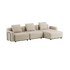 Cobana Lounge Sofa 3-seter med chaiselong i Kirra Sand uten armlener, modulbasert utesofa med lyse puter.